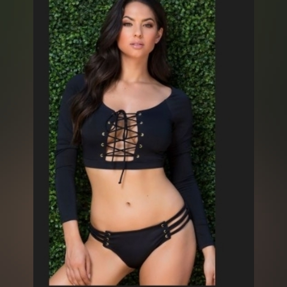 Laced Long Sleeve Swim Top